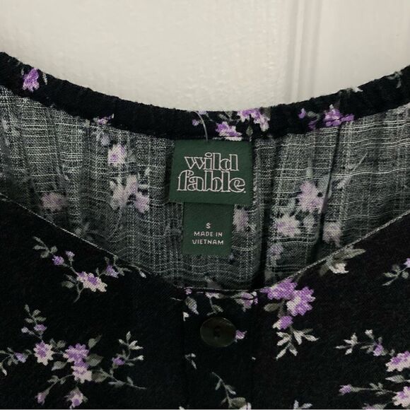 Wild Fable Dainty Floral Rayon Off the Shoulder Button Front Mini Dress Sz Small - Picture 3 of 8